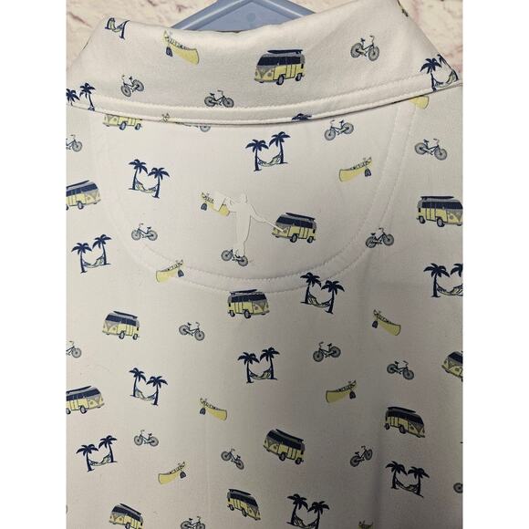 Anderson Ord Men's Polo Cream Travel Theme Size Medium NWT Boats Vans Hammock - Picture 6 of 8